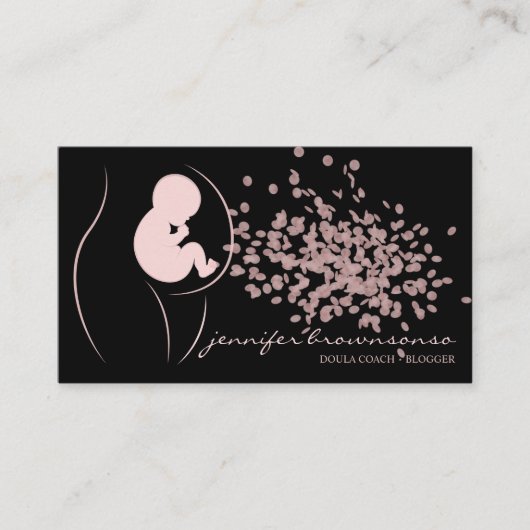 Carte De Visite Bébé Noir Doula Entraîneur de naissance Enceinte (Devant)