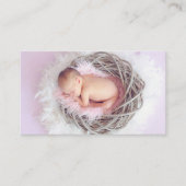Carte De Visite Bébé photographe rose avec écriture blanche (Devant)