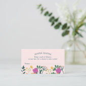 Carte De Visite Bébé rose vert en fleur Billet de rabat de couches (Debout devant)