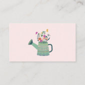 Carte De Visite Bébé rose vert en fleur Billet de rabat de couches (Dos)