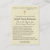 Carte De Visite Bébé saint commémoratif funèbre catholique Jésus (Dos)