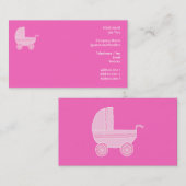 Carte De Visite Bébé Stroller. Rose clair et rose vif. (Devant / Derrière)