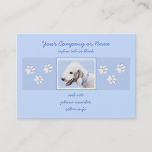 Carte De Visite Bedlington Terrier Peinture - Art Chien original