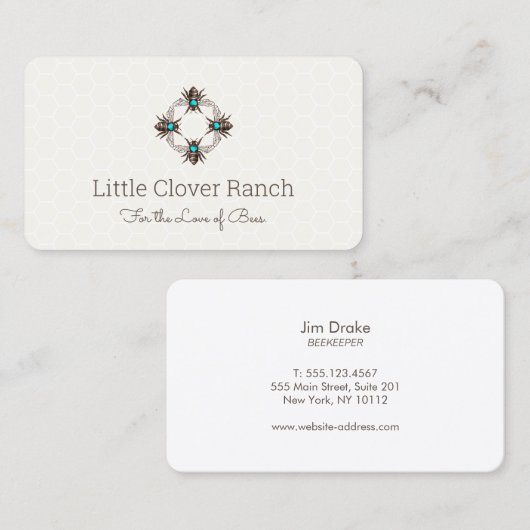 Carte De Visite Bee Beekeeper Honeycomb (Devant / Derrière)