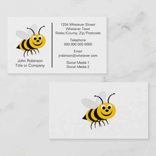 Carte De Visite Bee Design Beekeeper (Devant / Derrière)