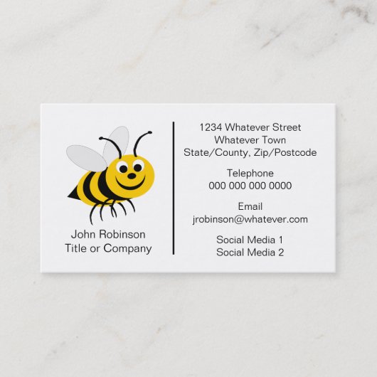 Carte De Visite Bee Design Beekeeper (Devant)