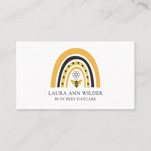 Carte De Visite Bee Rainbow Busy Bees Garderie (Devant)