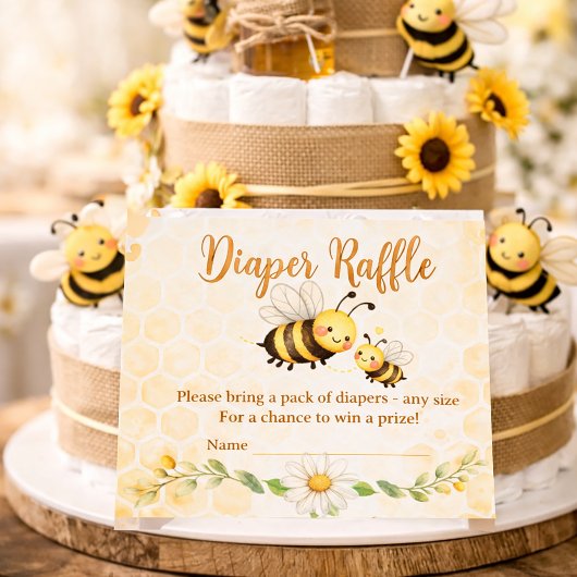 Carte De Visite Bee Theme Diaper Raffle Baby Shower