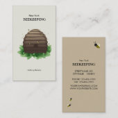 Carte De Visite Beeehive et abeilles sur le brun vert de feuilles (Devant / Derrière)
