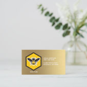 Carte De Visite Beekeeper Bee and Honeycomb White Gold (Debout devant)