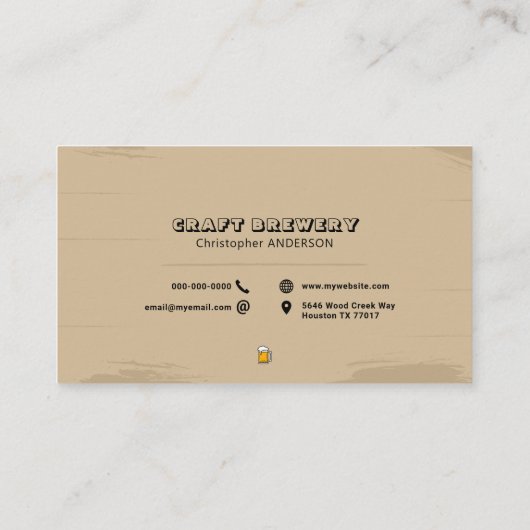 Carte De Visite Beer Mug - Brasserie Rustic (Dos)