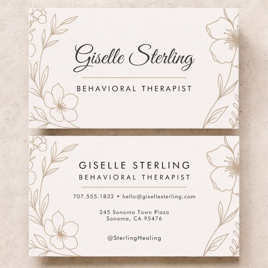 Carte De Visite Behavioral Therapist Botanical Floral 