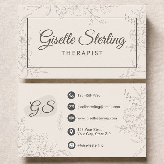 Carte De Visite Behavioral Therapist Botanical Floral