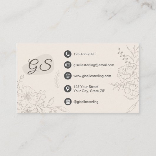 Carte De Visite Behavioral Therapist Botanical Floral (Dos)