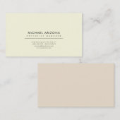 Carte De Visite Beige & Almond Minimalist Plain Premium Silk (Devant / Derrière)