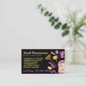 Carte De Visite Beige Blonde Coiffeuse femme Janitorial ménage (Debout devant)