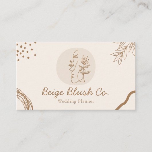 Carte De Visite Beige Blush Beauté Couple Wedding planner (Devant)