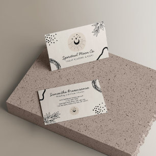 Carte De Visite Beige Blush Black Moon Stars Spirituel Reiki