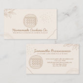 Carte De Visite Beige Blush Coeur fait maison Cookies (Devant / Derrière)