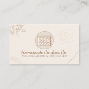 Carte De Visite Beige Blush Coeur fait maison Cookies