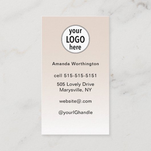Carte De Visite Beige Blush Lashed Logo QR Code Social (Dos)