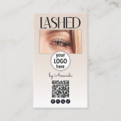 Carte De Visite Beige Blush Lashed Logo QR Code Social (Devant)