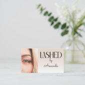 Carte De Visite Beige Blush Lashed Minimalist Script Photo (Debout devant)