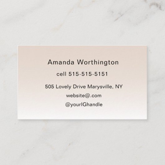 Carte De Visite Beige Blush Lashed Minimalist Script Photo (Dos)