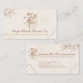 Carte De Visite Beige Blush Mariage Calligraphie Chic Classy Flowe (Devant / Derrière)