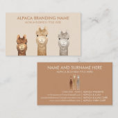 Carte De Visite Beige BROWN Alpaca animal (Devant / Derrière)