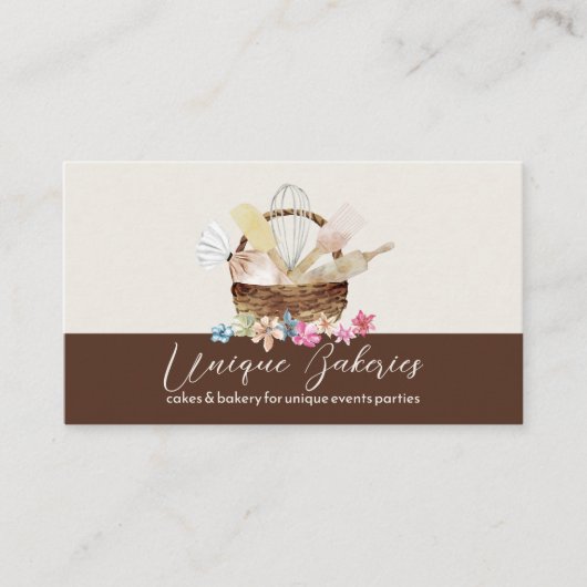 Carte De Visite Beige Brown Élégant boulangerie moderne (Devant)