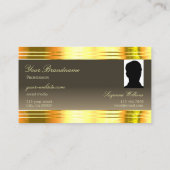 Carte De Visite Beige Brown Gold Frontières Monogramme Photo (Dos)