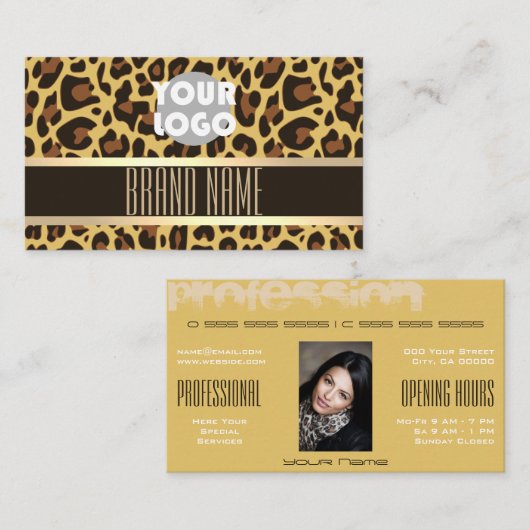 Carte De Visite Beige Brown Leopard Motif classique exceptionnel (Devant / Derrière)