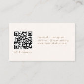 Carte De Visite Beige & Brown Minimal Élégant, Salon QR Code (Dos)