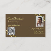 Carte de visite beige cappuccino avec lignes dorée (Dos)