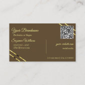 Carte de visite beige cappuccino avec lignes dorée (Dos)