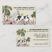 Carte De Visite Beige Cow Sheep Dog Cat Bird Rabbit Duck Palm (Devant / Derrière)