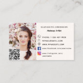 Carte De Visite Beige crème bow qr code médias sociaux photo (Dos)