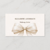 Carte De Visite Beige crème bow qr code médias sociaux photo (Devant)