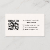 Carte De Visite Beige crème rose arc élégant qr code (Dos)
