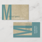 Carte de visite beige d'ingénierie de turquoise de (Devant / Derrière)