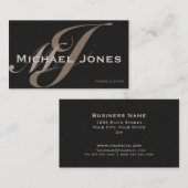 Carte De Visite Beige Double Monogramme Professionnel Élégant Mode (Devant / Derrière)