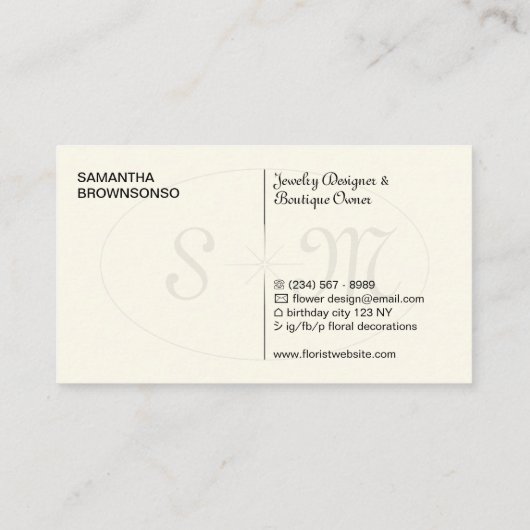 Carte De Visite Beige Elegant Minimal Typographie Moderne (Dos)