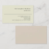 Carte De Visite Beige et amande couleur simple plain architecte (Devant / Derrière)