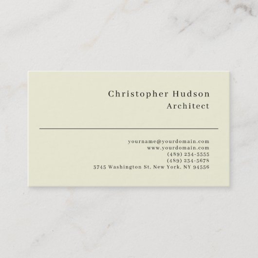 Carte De Visite Beige et amande couleur simple plain architecte (Devant)