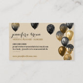Carte De Visite Beige & Gold Sprinkle Party Balloon Design (Dos)