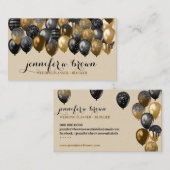 Carte De Visite Beige & Gold Sprinkle Party Balloon Design (Devant / Derrière)