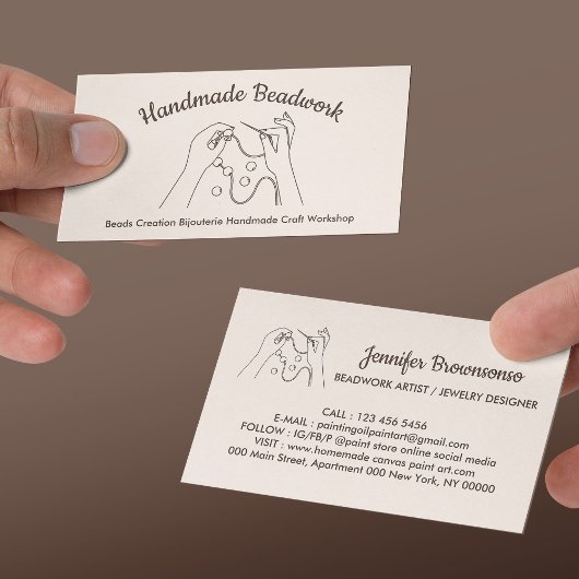 Carte De Visite Beige ivoire Beige Blush Création Bijouterie