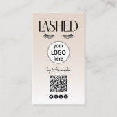 Carte De Visite Beige Lashed Eyelashes Minimalist QR Code Social (Devant)