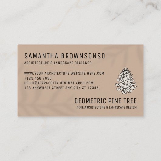 Carte De Visite Beige Leaf Brown Forest Tree Rustic Pine Cone (Dos)